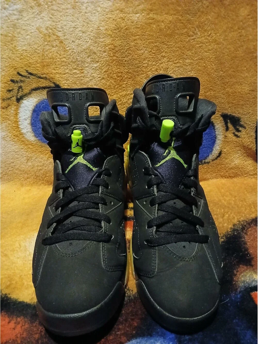 Jordan 6 Retro Black Electric Green Men's Sneakers Size 10